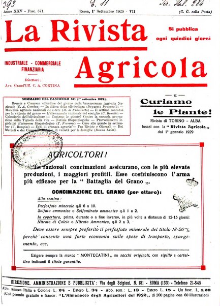 La rivista agricola industriale finanziaria commerciale