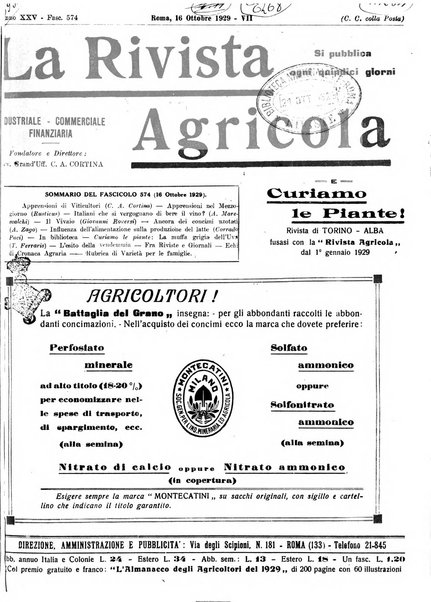 La rivista agricola industriale finanziaria commerciale