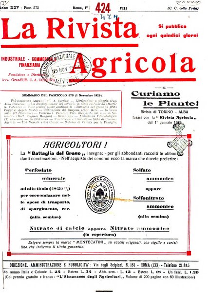 La rivista agricola industriale finanziaria commerciale