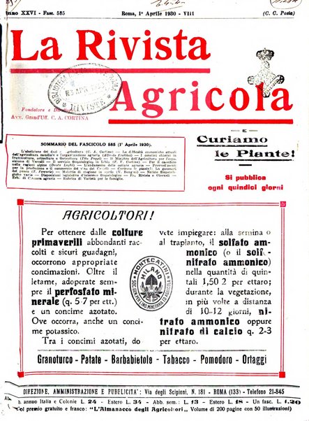 La rivista agricola industriale finanziaria commerciale