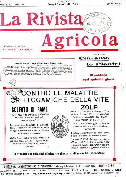 La rivista agricola industriale finanziaria commerciale