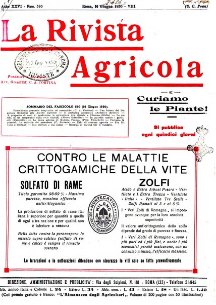 La rivista agricola industriale finanziaria commerciale