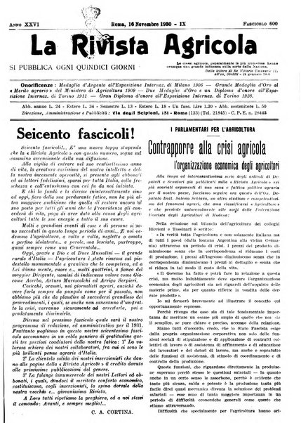 La rivista agricola industriale finanziaria commerciale