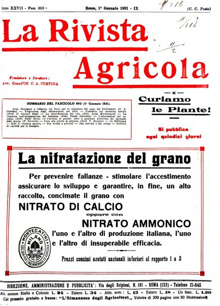 La rivista agricola industriale finanziaria commerciale