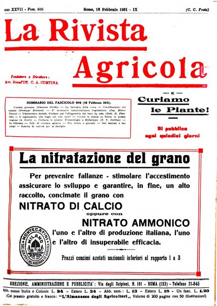 La rivista agricola industriale finanziaria commerciale