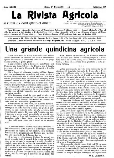 La rivista agricola industriale finanziaria commerciale