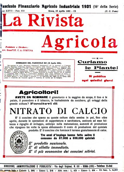 La rivista agricola industriale finanziaria commerciale