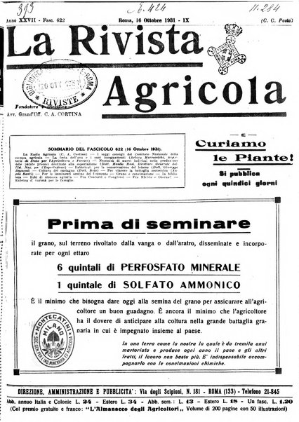 La rivista agricola industriale finanziaria commerciale