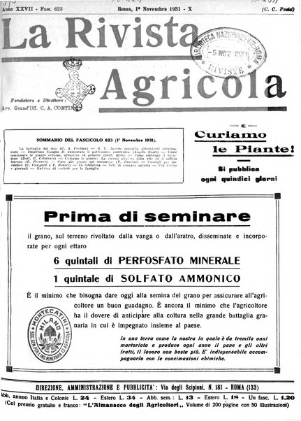 La rivista agricola industriale finanziaria commerciale