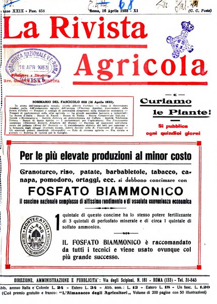 La rivista agricola industriale finanziaria commerciale