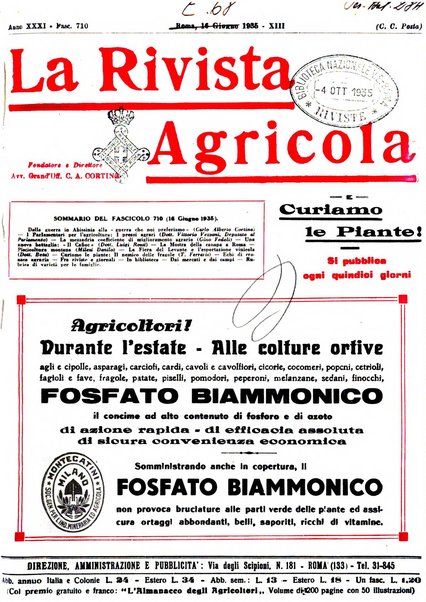 La rivista agricola industriale finanziaria commerciale