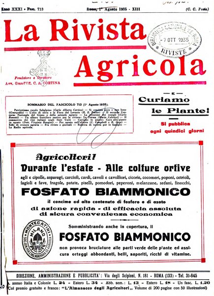 La rivista agricola industriale finanziaria commerciale