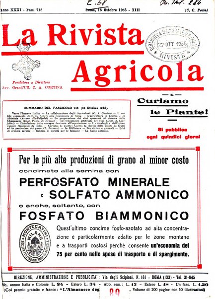 La rivista agricola industriale finanziaria commerciale