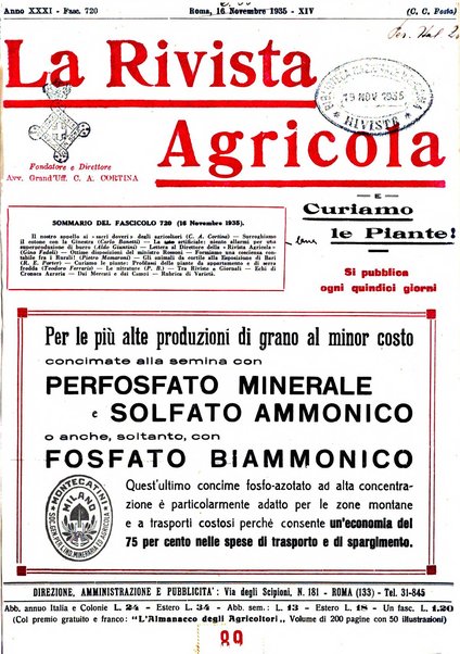 La rivista agricola industriale finanziaria commerciale