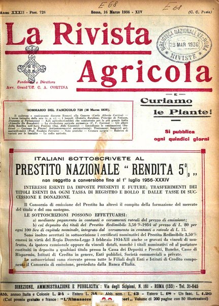 La rivista agricola industriale finanziaria commerciale