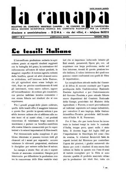 La canapa bollettino del consorzio industriali canapieri dei consorzi per la canapa