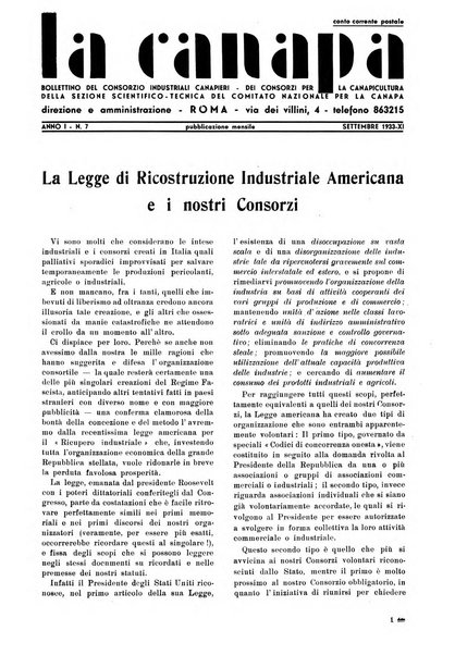 La canapa bollettino del consorzio industriali canapieri dei consorzi per la canapa