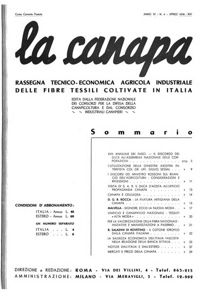 La canapa bollettino del consorzio industriali canapieri dei consorzi per la canapa