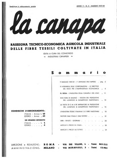 La canapa bollettino del consorzio industriali canapieri dei consorzi per la canapa