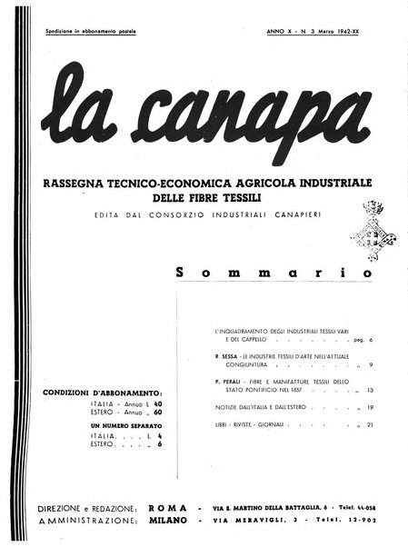 La canapa bollettino del consorzio industriali canapieri dei consorzi per la canapa