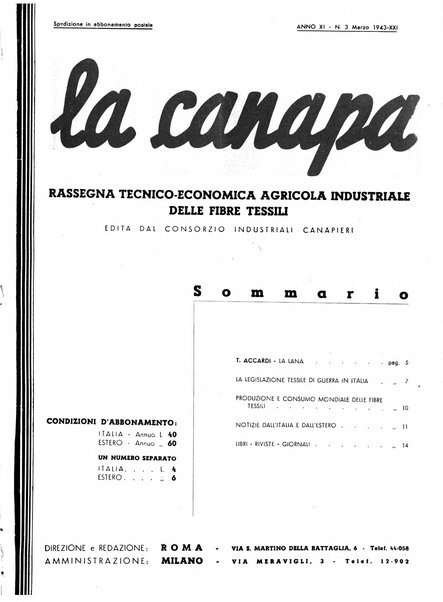 La canapa bollettino del consorzio industriali canapieri dei consorzi per la canapa