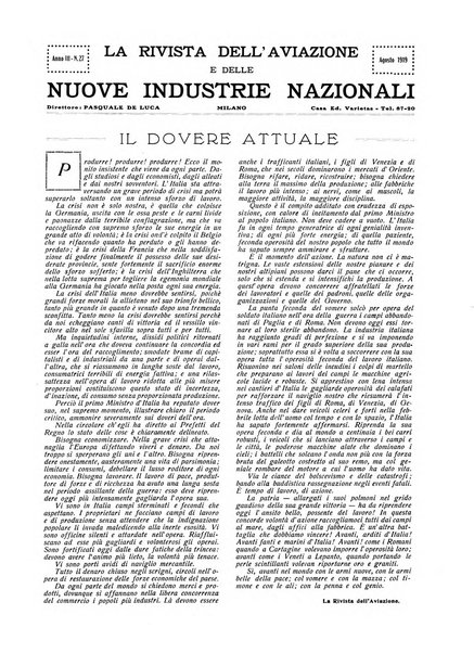 Rivista dell'aviazione e delle nuove industrie nazionali