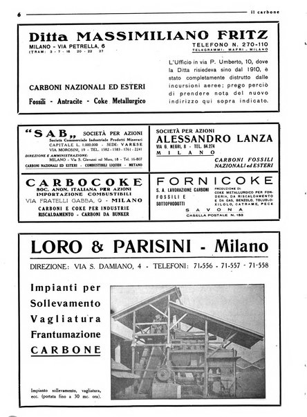 Il carbone nell'industria, nel commercio, negli usi domestici