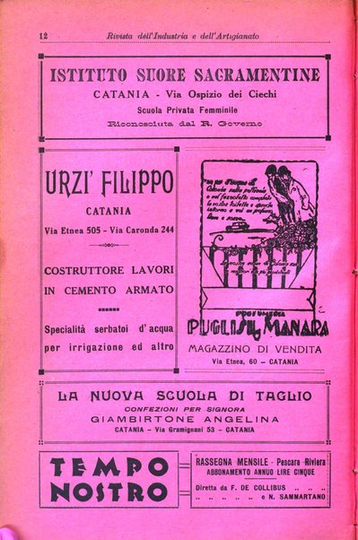 Rivista dell'industria e dell'artigianato organo dell'Unione industriale fascista della Sicilia orientale