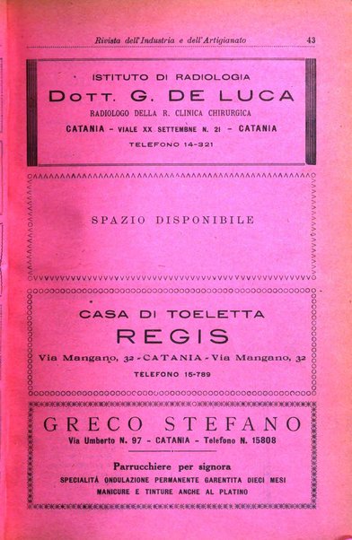 Rivista dell'industria e dell'artigianato organo dell'Unione industriale fascista della Sicilia orientale