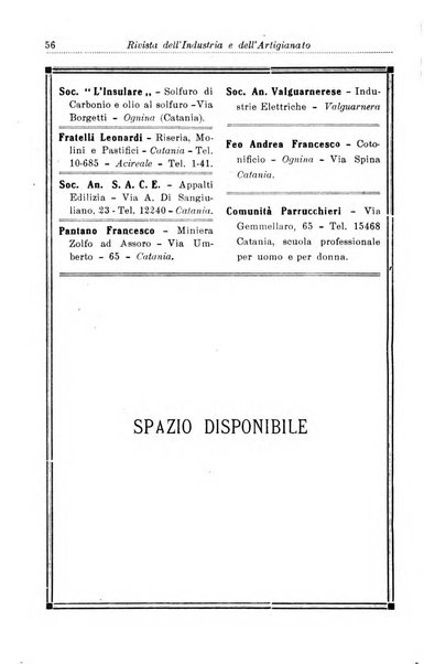 Rivista dell'industria e dell'artigianato organo dell'Unione industriale fascista della Sicilia orientale