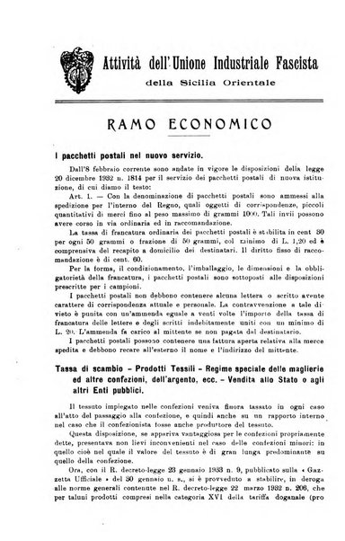 Rivista dell'industria e dell'artigianato organo dell'Unione industriale fascista della Sicilia orientale