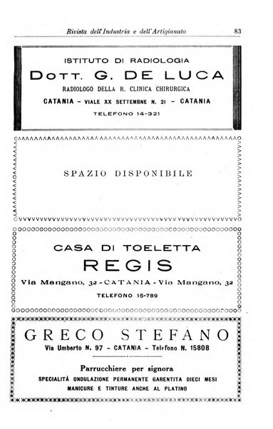 Rivista dell'industria e dell'artigianato organo dell'Unione industriale fascista della Sicilia orientale