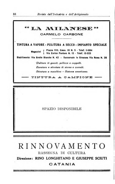 Rivista dell'industria e dell'artigianato organo dell'Unione industriale fascista della Sicilia orientale