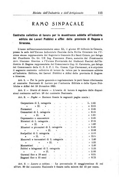 Rivista dell'industria e dell'artigianato organo dell'Unione industriale fascista della Sicilia orientale