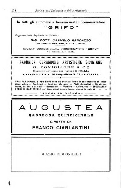 Rivista dell'industria e dell'artigianato organo dell'Unione industriale fascista della Sicilia orientale