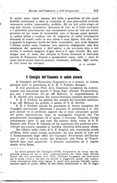 Rivista dell'industria e dell'artigianato organo dell'Unione industriale fascista della Sicilia orientale