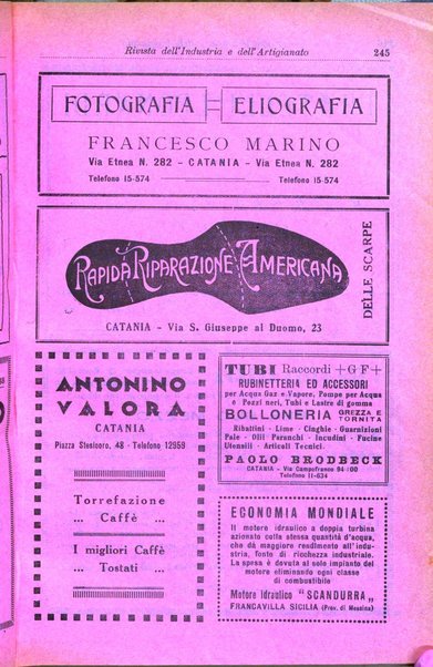 Rivista dell'industria e dell'artigianato organo dell'Unione industriale fascista della Sicilia orientale