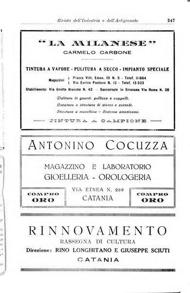 Rivista dell'industria e dell'artigianato organo dell'Unione industriale fascista della Sicilia orientale