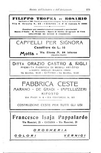 Rivista dell'industria e dell'artigianato organo dell'Unione industriale fascista della Sicilia orientale