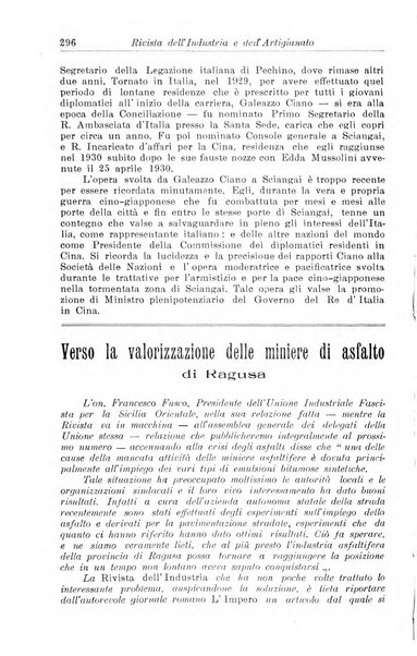 Rivista dell'industria e dell'artigianato organo dell'Unione industriale fascista della Sicilia orientale