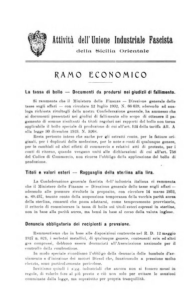 Rivista dell'industria e dell'artigianato organo dell'Unione industriale fascista della Sicilia orientale