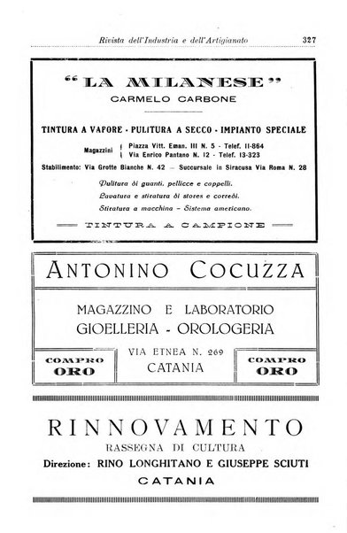 Rivista dell'industria e dell'artigianato organo dell'Unione industriale fascista della Sicilia orientale