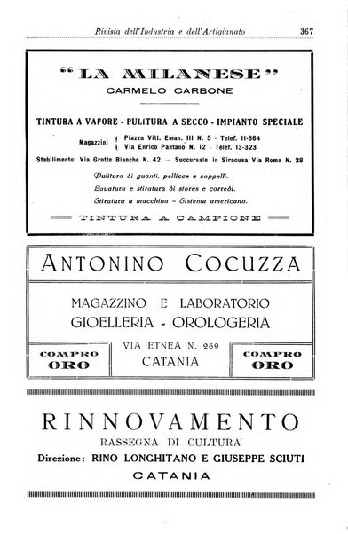 Rivista dell'industria e dell'artigianato organo dell'Unione industriale fascista della Sicilia orientale