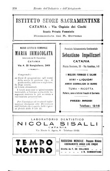 Rivista dell'industria e dell'artigianato organo dell'Unione industriale fascista della Sicilia orientale