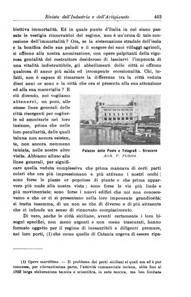 Rivista dell'industria e dell'artigianato organo dell'Unione industriale fascista della Sicilia orientale