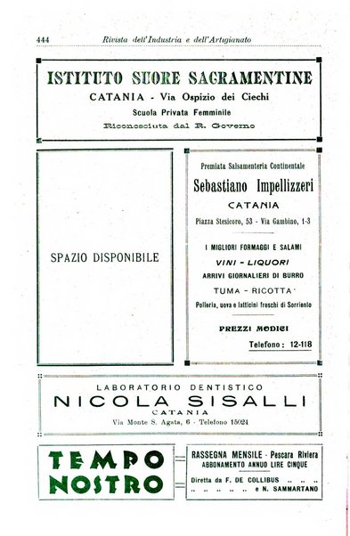 Rivista dell'industria e dell'artigianato organo dell'Unione industriale fascista della Sicilia orientale