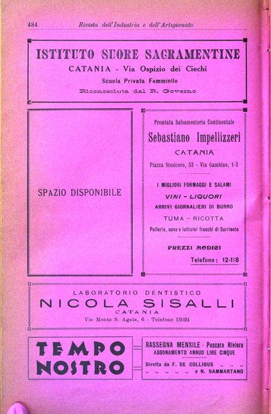 Rivista dell'industria e dell'artigianato organo dell'Unione industriale fascista della Sicilia orientale