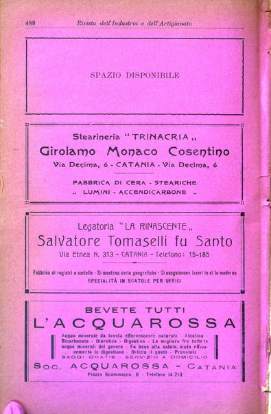 Rivista dell'industria e dell'artigianato organo dell'Unione industriale fascista della Sicilia orientale