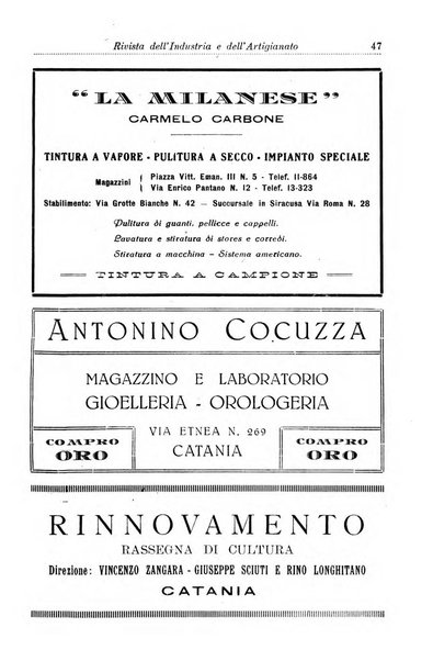 Rivista dell'industria e dell'artigianato organo dell'Unione industriale fascista della Sicilia orientale