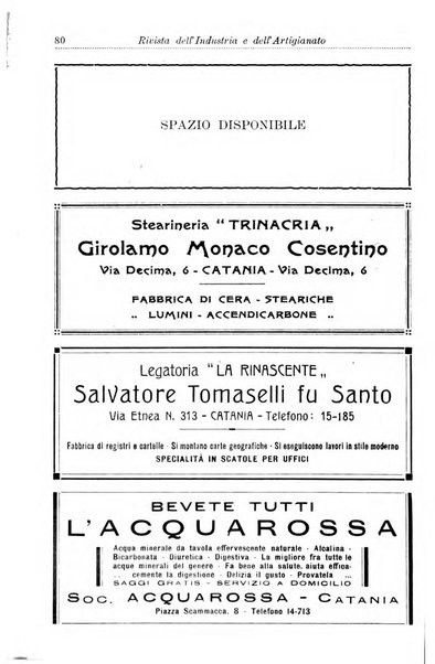 Rivista dell'industria e dell'artigianato organo dell'Unione industriale fascista della Sicilia orientale